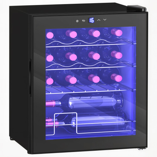 Homcom HOMCOM 16 Bottle Wine Cooler with Adjustable Temperature Control, Black 1