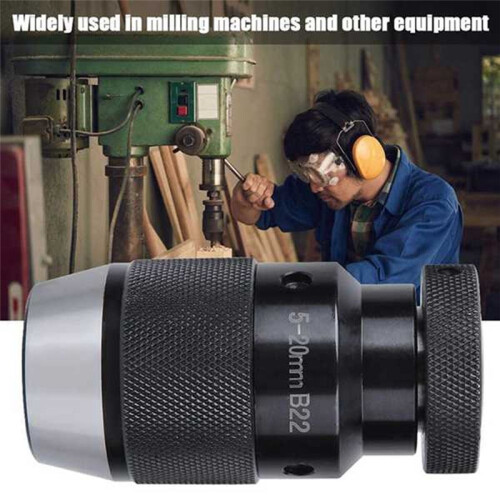 Drill Chuck 5-20mm B22 Self-Locking Drill Chuck High Precision Milling Machine Automatic Tightening Lathe 1