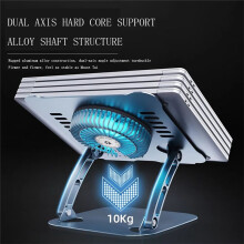 Laptop Tablet Foldable Stand with Cooling Fan Heat Stand for Laptop Desktop Cooler Aluminum Notebook Holder Gray