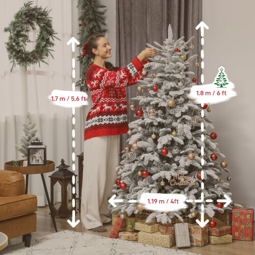 Homcom HOMCOM 6 ft Artificial Christmas Tree with 1182 Branches, Hinged Xmas Tree 2