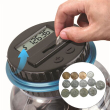 1Pcs Piggy Bank Money Box Jar 1.8L Counter Electronic Digital LCD Counting Coin Money Box Coins Storage Box Jar,D