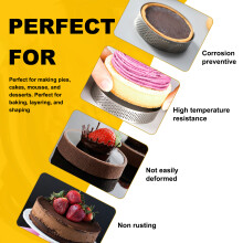 5Pcs Circular Stainless Steel Tart Ring French Dessert Perforation Mold Mousse Fruit Pie Quiche Cake Cheese Baking Mould