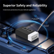 Inversor de Carro Portátil Inversor de Onda Senoidal Modificada DC12V para AC110V 400/200W Soquete EUA Conversor de Energia para Carro