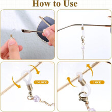 2 Cadenas de Perlas para Gafas de Mujer, Cadena con Cuentas para Gafas, Correa para Gafas, Cadena con Cuentas para Gafas.