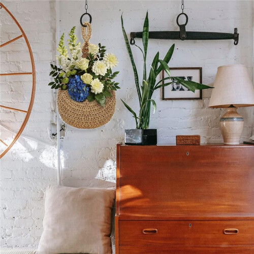 Hanging Fruit Basket for Kitchen, Boho Hanging Baskets for Organizing, Hanging Wall Fruit Vegetable Baskets, Handwoven 2