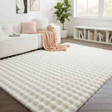 (200x290cm (6.6 x 9.5 ft), Cream) Ultra Plush Bubble Faux Fur Rug Thick Fluffy Shaggy Carpet