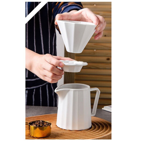 Coffee Drip Filter 1-2 Cups Ceramic Coffee Dripper Permanent Pour over Coffee Maker with Separate Stand for Filte 400ml 2