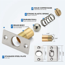 Closet Door Catch, Door Catches for Interior Doors, Dual Adjustable Bearing Catch Silver 4 Pack