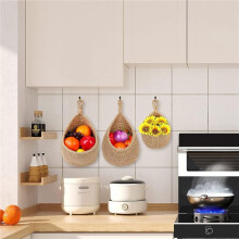 5 Pcs Hanging Kitchen Storage Basket Set, Wall Hanging Fruit Baskets Pantry Organizer Vegetable Keeper with 5 Hooks