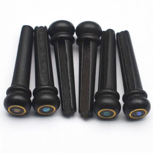 6pcs Ebony Guitar Bridge Pins for 6 & 12 String Acoustic Guitar Fixed String Nails 2