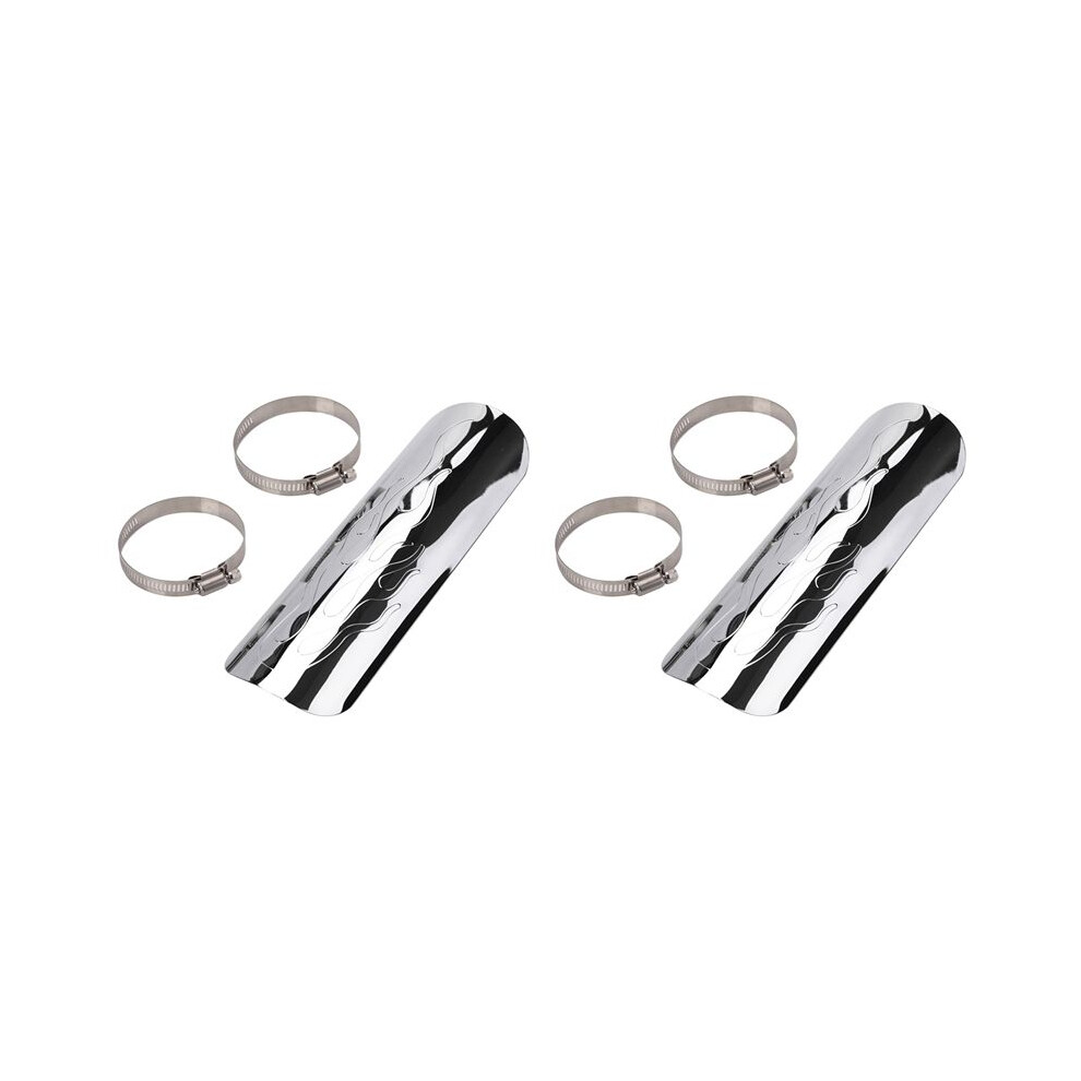 4X Motorcycle Flame Exhaust Muffler Pipe Heat Insulation Shield Insulation Cover For Chopper Thermal Silver 4712796235172