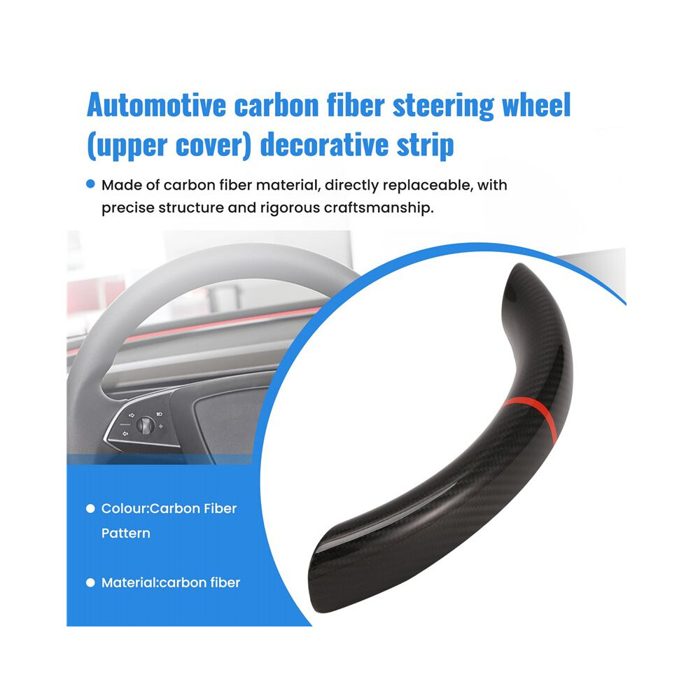 Car Steering Wheel Upper Cover Trim Strips Carbon Fiber For Model 3 Highland 2024 Car Interior Accessories 6133606736609