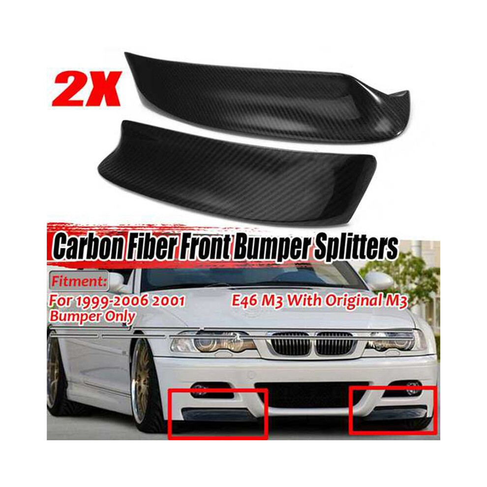 For E46 M3 1999-2006 Real Carbon Fiber Front Bumper Splitter Spoiler Lip 6133053036895