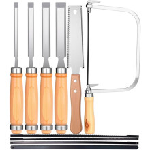 Woodworking Tools Set Wood Chisel Bevel Chisel Set 1/4in, 1/2in, 3/4in and 1in 6-in Woodworking Blade Coping Saw