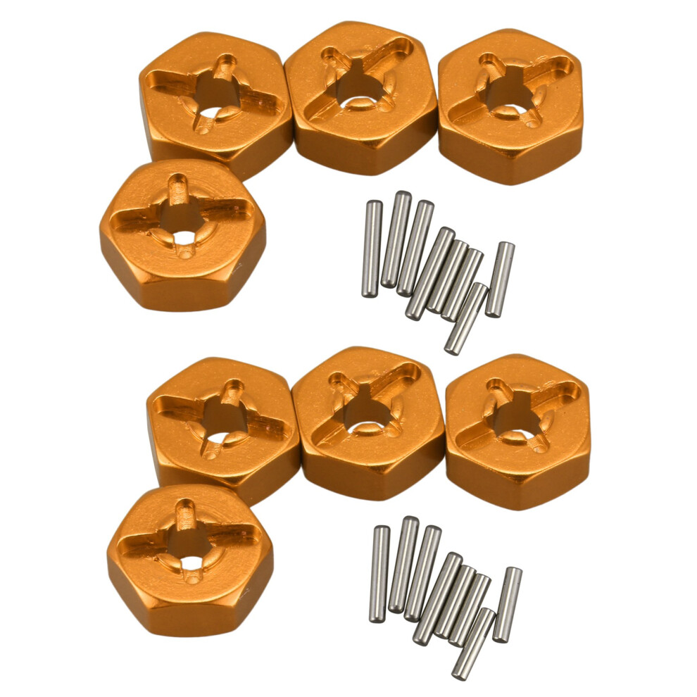 8X Aluminum Alloy 12Mm Combiner Wheel Hub Hex Adapter Upgrades For 144001 1/14 Rc Car Spare Parts, Yellow 4712653545192