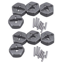 8X Aluminum Alloy 12mm Combiner Wheel Hub Hex Adapter Upgrades for 144001 1/14 RC Car Spare Parts,Grey