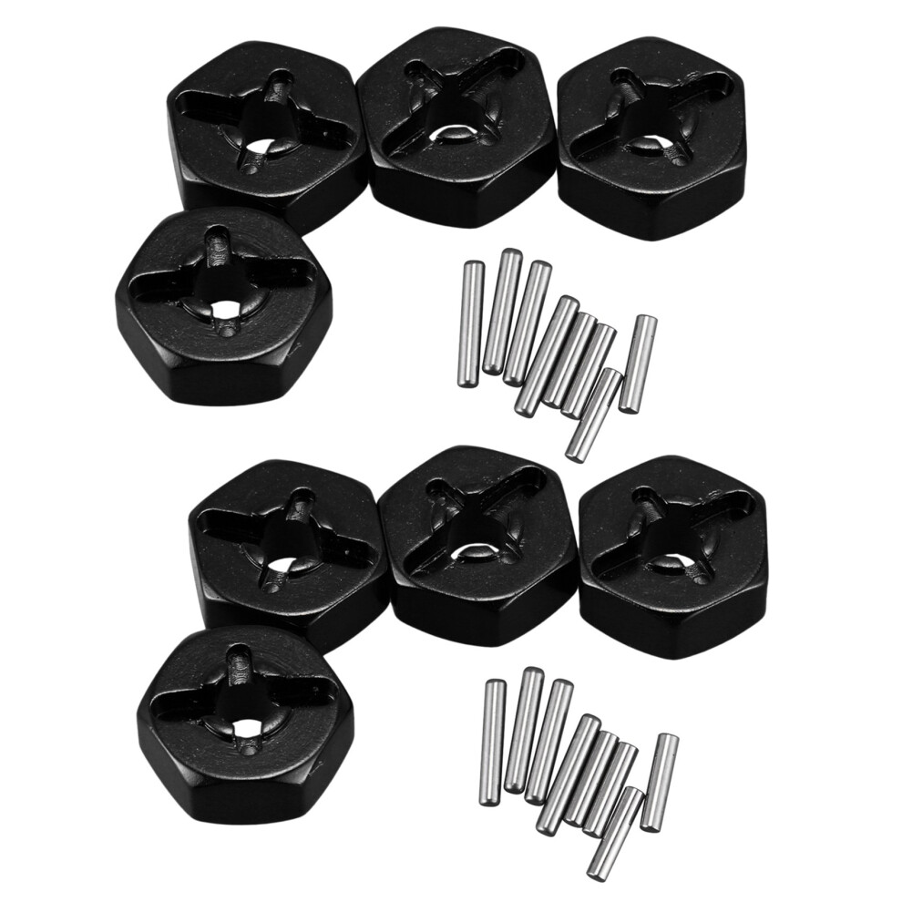 8X Aluminum Alloy 12Mm Combiner Wheel Hub Hex Adapter Upgrades For 144001 1/14 Rc Car Spare Parts, Black 4712947577458