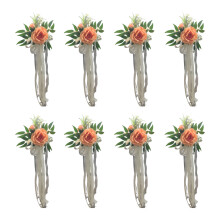 Ornement de dossier de chaise, 6 pièces, avec fleurs-orange