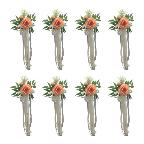 Ornement de dossier de chaise, 6 pièces, avec fleurs-orange