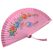 Traditional Spanish Folding Fan Silk Fabric Dancing Fan-Pink