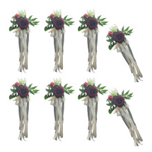 Set of 6 Luxurious Pews Flowers for Church Benches-dark red