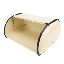 Elegant Metal Bread Box Drum Type 34x23x14.5cm Champagne Color