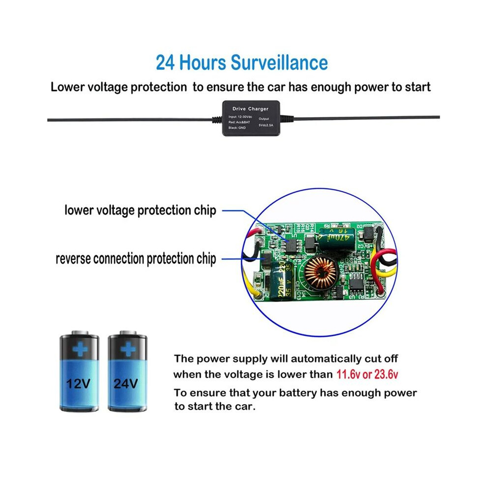 4X For 70Mai Hardwire Kit Up03 Only Type-C Port For 70Mai A810 X200 Omni M500 24H Parking Monitor Power (A) 6132206267155