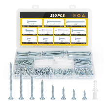 240pcs Various Size Countersunk Screws-Blue and white zinc