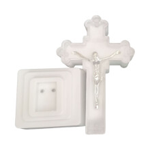 LED-Licht, christliches Kreuz, Ornamente, katholisches Kruzifix,
