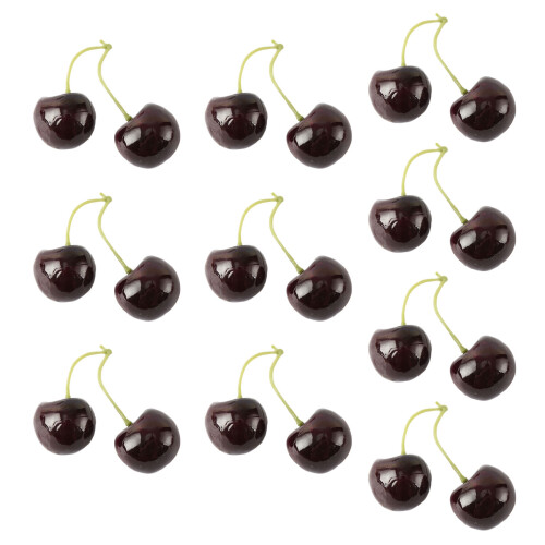 10 Paar künstliche Kirschfrüchte, künstliche Früchte,-Schwarz