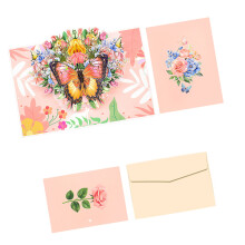 Flower Butterfly Paper Sculpture Greeting Card for-root pink