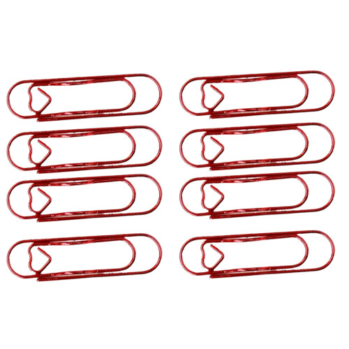8PCS Multifunction Heart Shaped Paper Clip Strong Carbon-Red