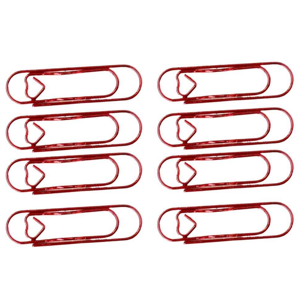 8Pcs Multifunction Heart Shaped Paper Clip Strong Carbon-Red 7627001384958