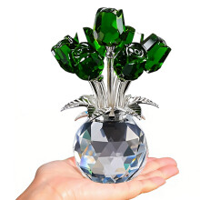 Bunte Kristall-Rosen-Figur, Ornament, Frühlingsstrauß,-Grün