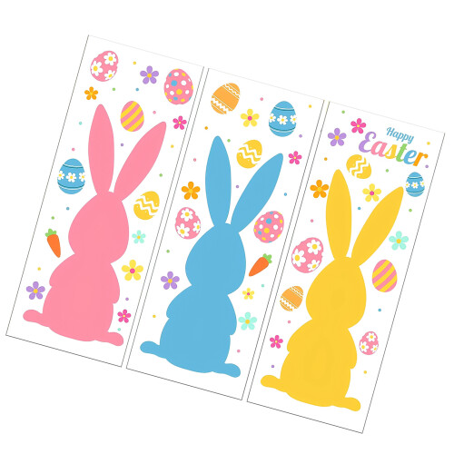 Set of 3 Big Size Easter Decorations Simple to Apply and Remove