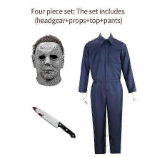 (XL, A) 2024 Adult Michael Myers Cosplay Costume Mask Props Halloween Jumpsuit Outfits Horror Bloody Killer Carnival Party Costume For Men