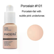 (As show, 105 Sand) PHOERA 2pcs/set Liquid Coverage Foundation Facial Base Cream Brighten Moisturizer Mineral Full Cover Concealer Makeup TSLM1