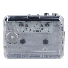 Tragbarer transparenter Kassetten-Player mit Kopfhörer, USB-C, FM 76-108 MHz