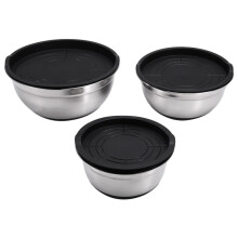 Stainless Steel Mixing Bowls Salad Bowl Non-Slip Stackable Serving Bowl with Airtight Lids for Kitchen Cooking Baking,Et