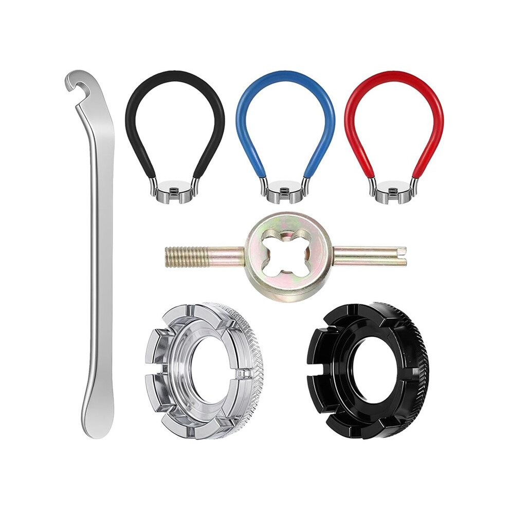 7 Pcs Bicycle Spoke Wrench Kit, Steel Bike Tire Repair Tools With Tire Lever For Wheel Tension Adjustment 4714239747082