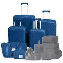 4-Piece Suitcase Luggage Set with 2 Handbags & 8-Piece Toiletry Kit