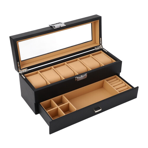 PU Leather Watch Organiser with Drawer 2