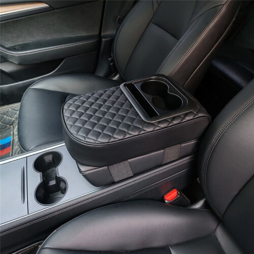 Cuscino per Bracciolo per Console Centrale Automatica, Cuscino per Bracciolo per Auto nel Memory Foam con Portabicchieri e Supporto per Telefono 1