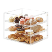 Vitrina Mostrador de Panadería-Duoku-33x26x26 cm-3 Niveles-Expositor de Pastelería en Acrílico Transparente