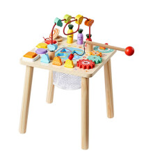 Montessori-Duoku Activiteitentafel voor Baby's vanaf 6 Maanden - Gemaakt van Hout - 8 Functies in 1