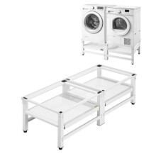 Socle élévateur réglable 37 cm pour lave-linge/sèche-linge DUOKU – Acier, capacité 318 kg, blanc