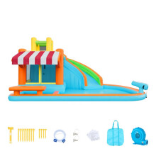 Château Gonflable pour Enfants-Duoku-Aire de Jeux Extérieure-pour 3 à 4 Enfants de 3 à 8 Ans-455x390x238 cm