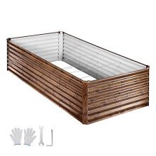 Potager surélevé - DUOKU - YJ-ZZC003 - 240x120x62 cm - Alliage aluminium-zinc - Finition imitation bois foncé