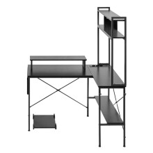Escritorio Gaming en Ángulo-Duoku-con Iluminación LED-Mesa Reversible de 1,2 m para Teletrabajo-Soporte Extraíble