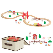 Holzeisenbahn-Circuit-Duoku-für Kinder von 3 bis 8 Jahren-Set mit 39 Teilen mit Schienen und Magnetzügen